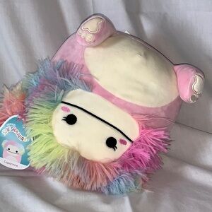Squishmallows Bigfoot Caparinne Pink and Tie-Dye Rainbow Fuzzy Plush NWT 8”